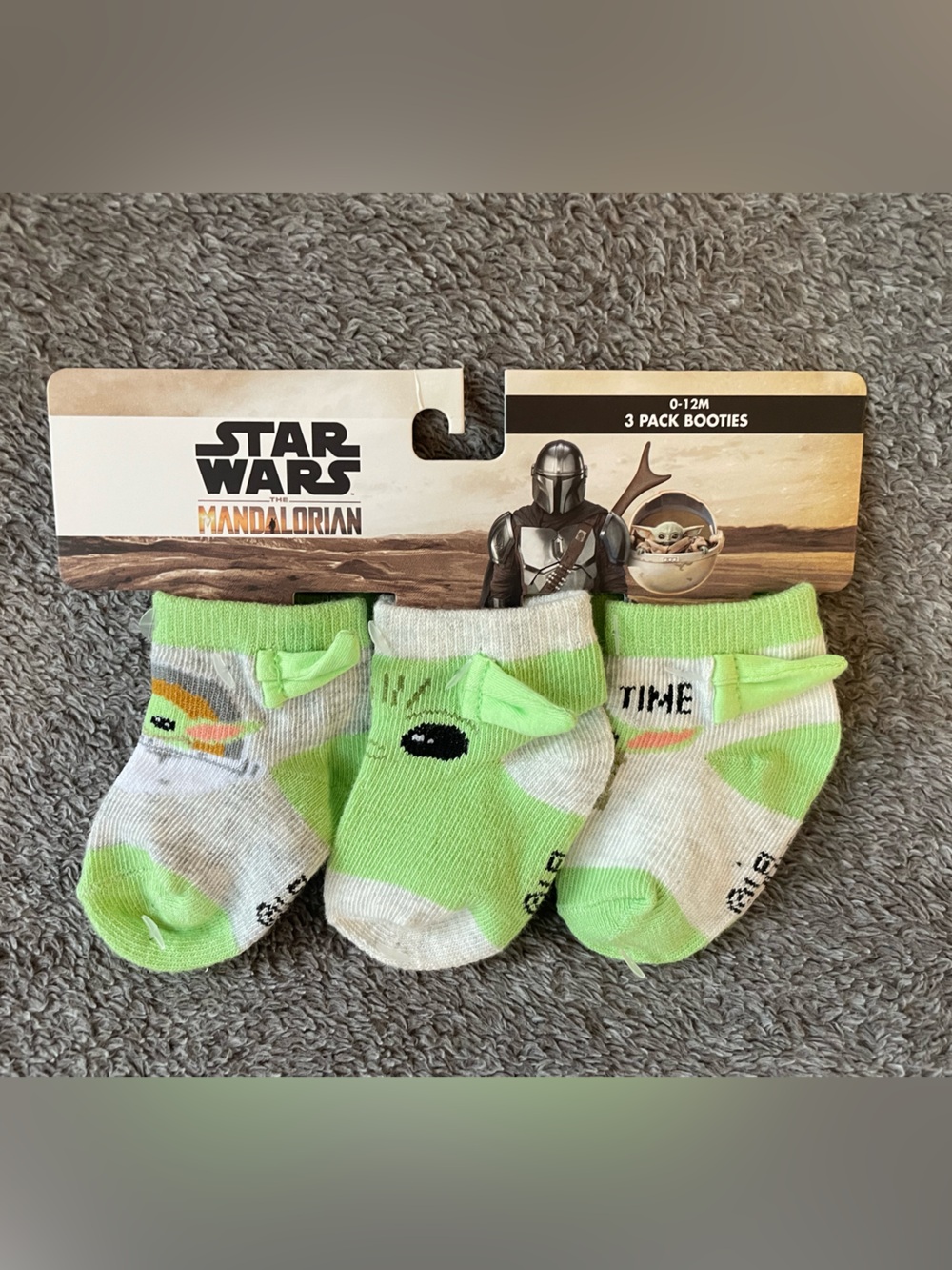 Star Wars Grogu Baby Socks - Bright Green & Cream 3-Pack